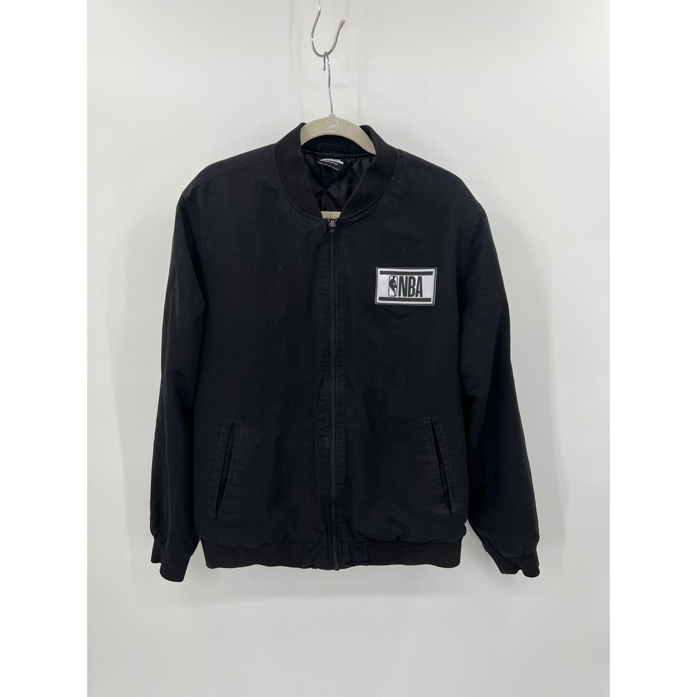 NBA Mens Black Quilted Bomber Jacket Full Zip Logo Graphic XL